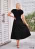 Vestido midi bohemio con mangas voladoras y capas en violeta